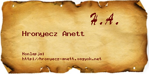 Hronyecz Anett névjegykártya